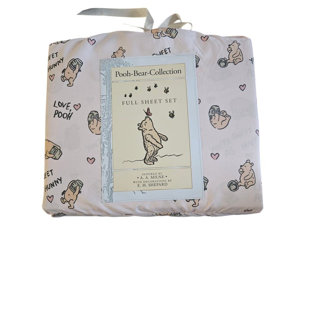 Winnie The Pooh Collection Pink Full Sheet Set 4 Piece You're Sweet as Hunny NIP